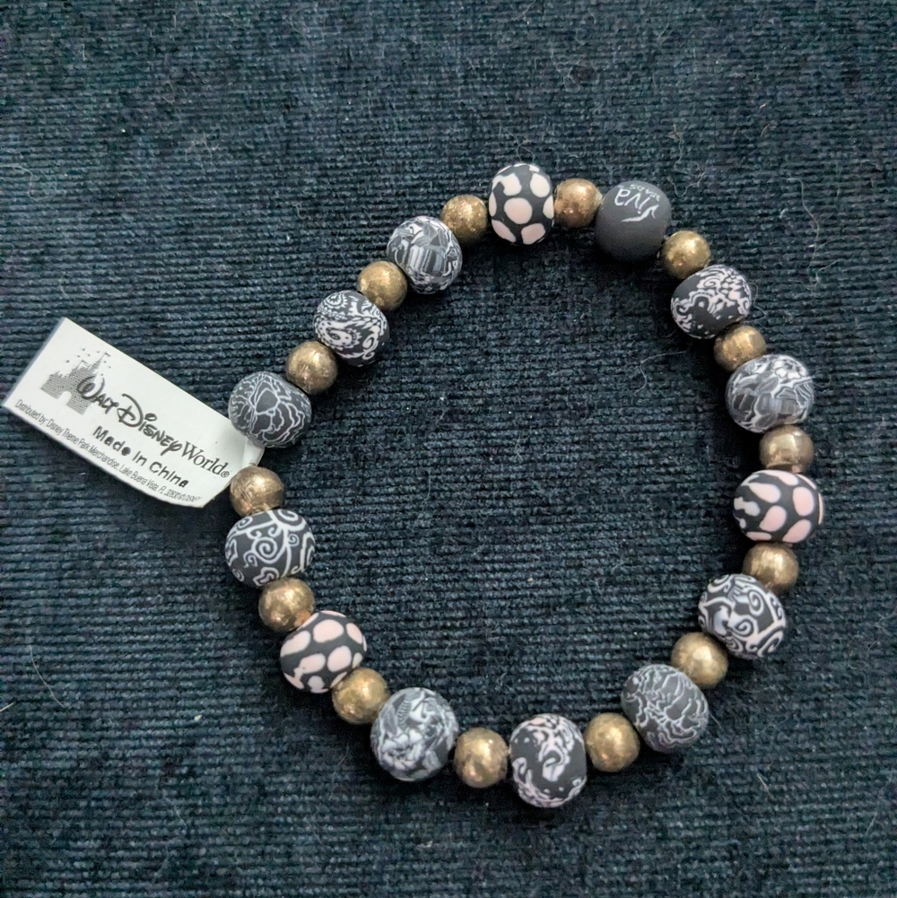 Disney World gold and gray bracelet w/ round beads. NWT! Measurements in picture